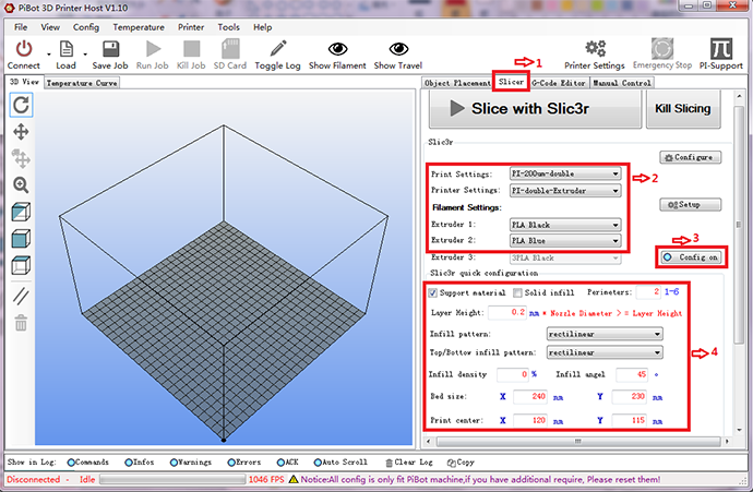 basic settings and slic3r quick configure