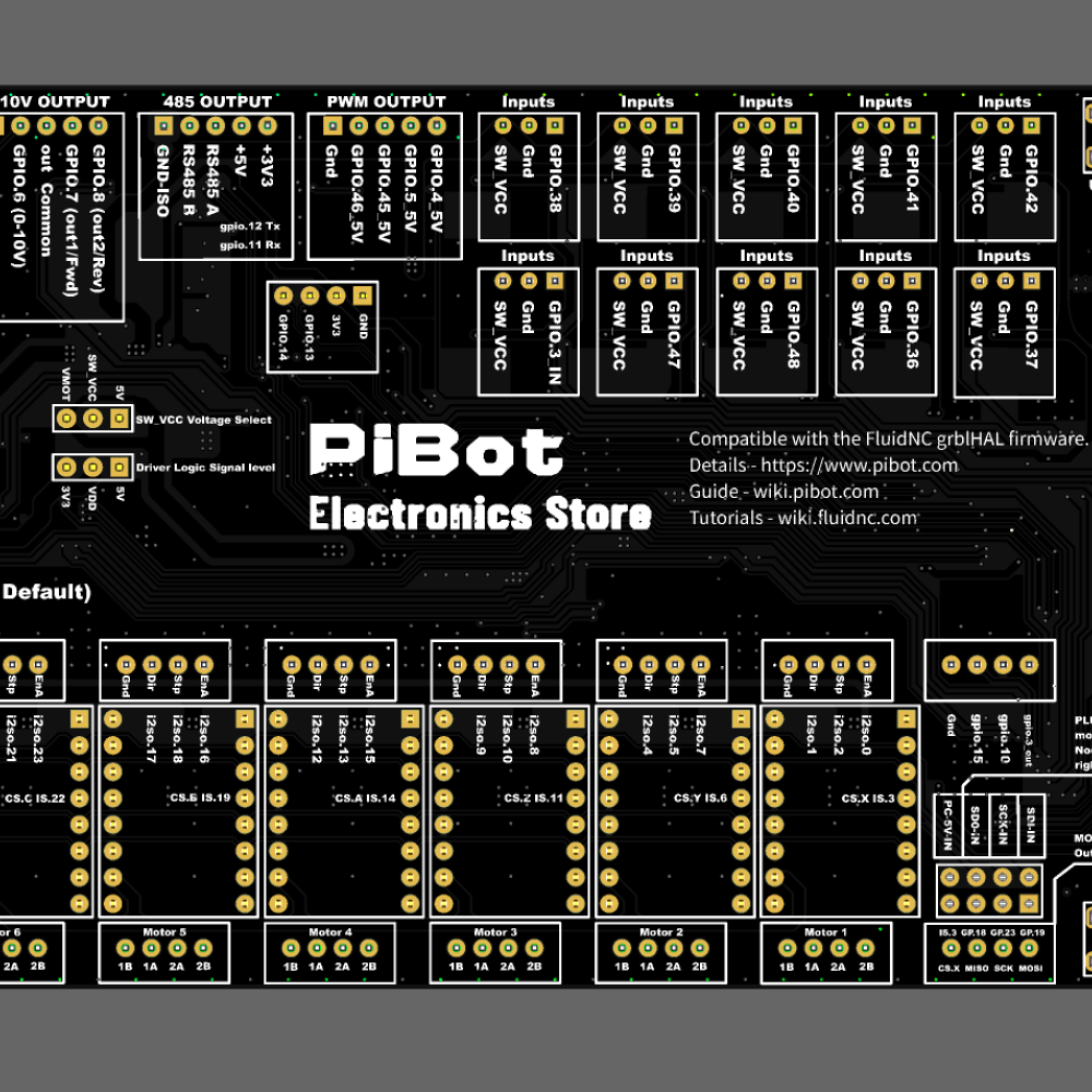 Pibot Design PiBot FluidNC grblHAL ESP32-S3 6+1 Axis CNC Controller V5.88 Ultra