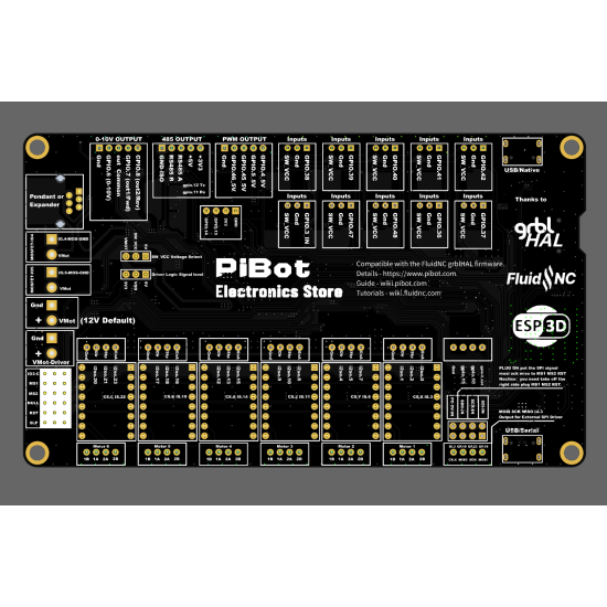 PiBot FluidNC grblHAL ESP32-S3 6+1 Axis CNC Controller V5.88 Ultra