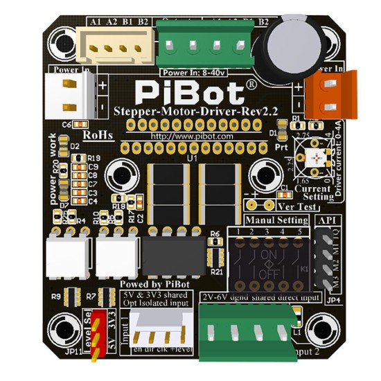 PiBot Stepper Motor Driver Rev2.3 TOSHIBA TB6600 (3.3V 5V or Dgnd logic max Output 4.12 - 4.5A)
