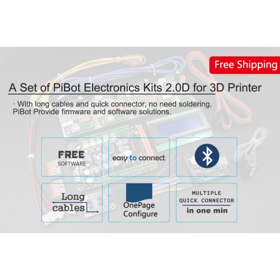 A Set of PiBot Electronics Kits 2.3DM for 3D Printer - Multi-Driver Board Version