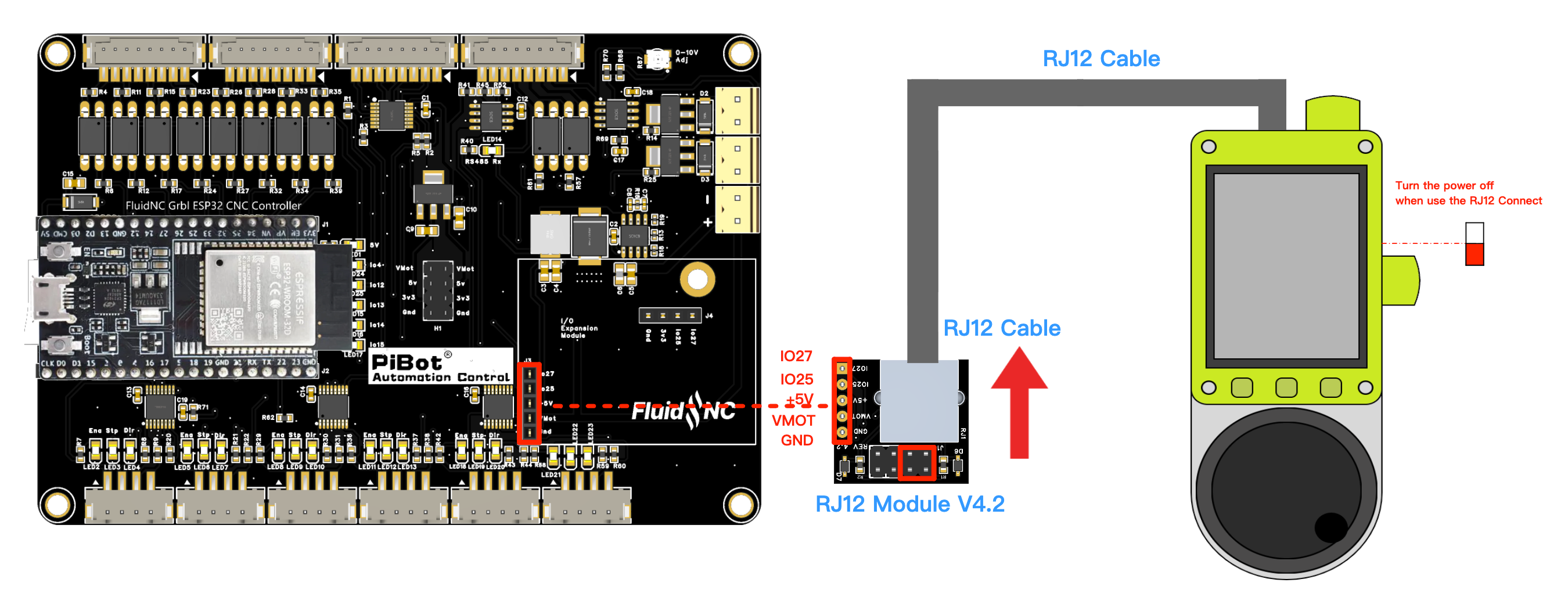 V4.7B with RJ12 Adapter V4.2 connected to Pendant V4.2